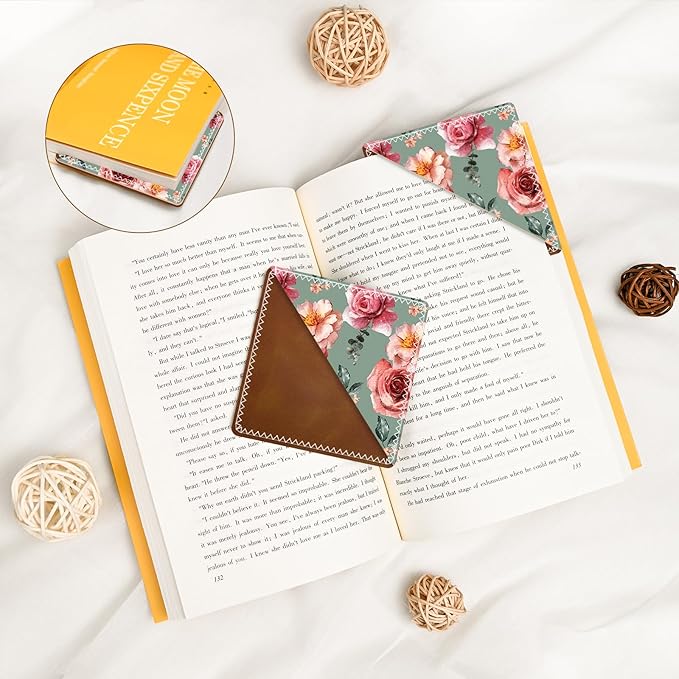 Personalized Leather Bookmarks, Fun & Cute Book Accessories for Reading Lovers, Unbreakable Page Markers for Women Men Girls Boys Student Teacher Kids Retirement Birthday Gifts (Pink Rose)