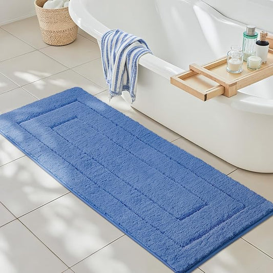 GRANNY SAYS Blue Bathroom Rugs Non Slip, 24" x 59", Large Bathroom Rugs Washable, Bath Rugs for Bath, Absorbent Bath Mats for Floor, Absorbent Shower Rug, Microfiber Bath Mat for Tub