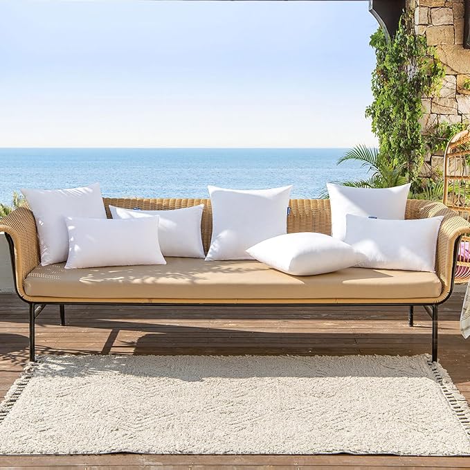 MIULEE Pack of 2 16x24 Outdoor Pillow Inserts, Outdoor Throw Pillows Water-Resistant Decorative Premium Rectangle Pillow Stuffer Sham for Porch Swing Couch Sofa Cushion Patio Furniture