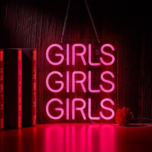 Neon Signs Girls Beer Bar Home Art Neon Light LED Neon Lights Sign with Dimmer for Bedroom Office Hotel Pub Cafe Recreation Room Man Cave Wall Sign Decor(Pink)