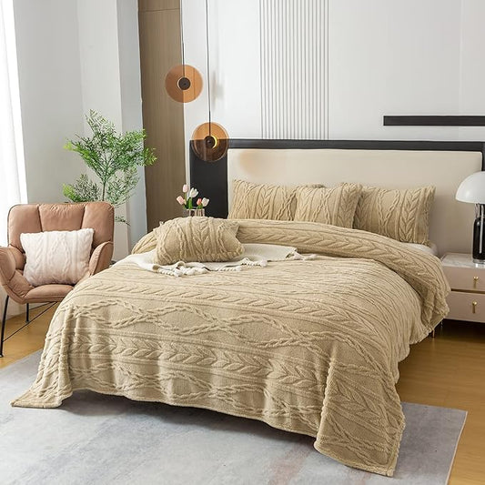 YUSOKI Sherpa Twin XL Blanket-3D Stylish Design Super Soft Fuzzy Cozy Warm Blanket Thick Plush Fluffy Furry Blankets for Teen Girls Women Couch Bed Sofa Chair Men Boys Gift(Tan,65"x90")