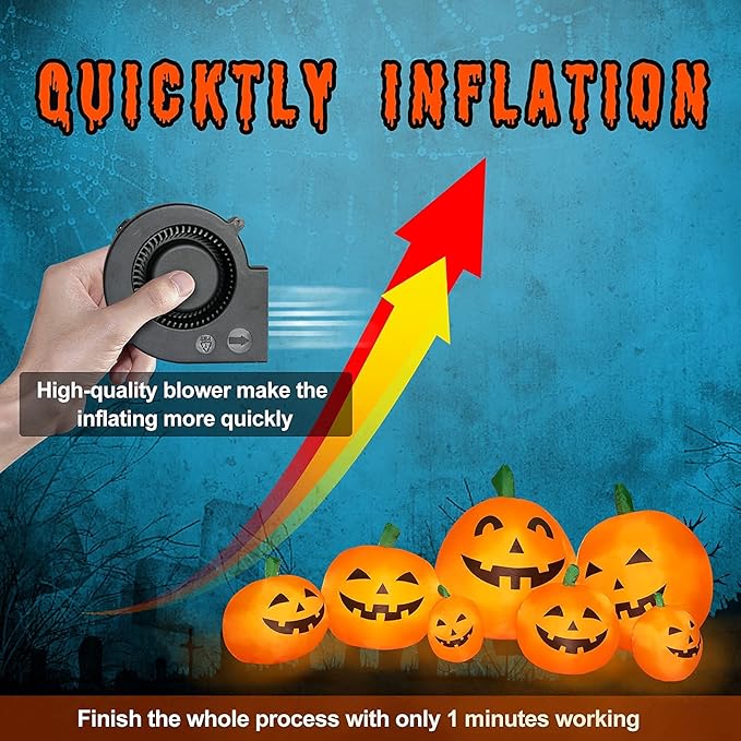 7.5 FT Inflatable Pumpkin Halloween Decorations, Halloween Blow Up Yard Decoration Clearance with LED Lights Built-in Front Yard, Porch, Lawm or Halloween Party Indoor Outdoor