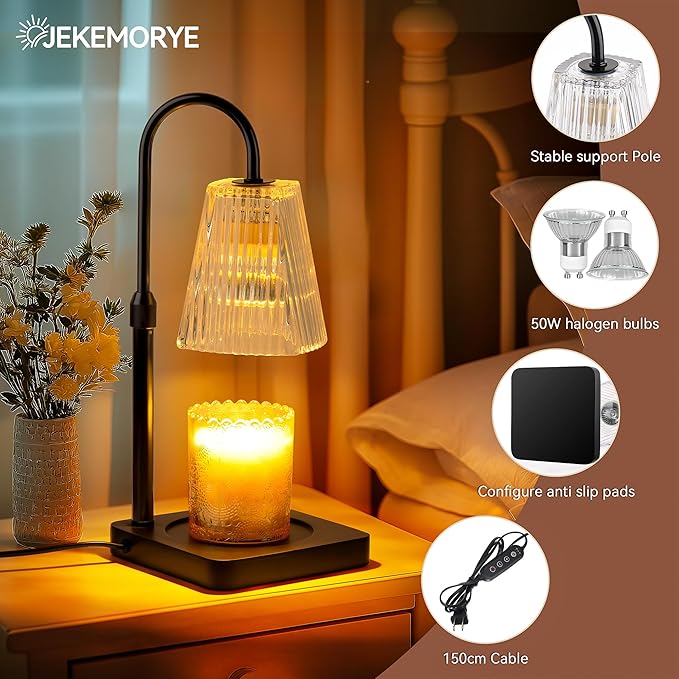 Candle Warmer Lamp with Timer - Electric Melter Candle Lamp Dimmable Candle Heater