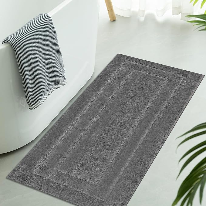 GRANNY SAYS Large Bathroom Rugs Non Slip Washable, 24" x 48", Water Absorbent Bath Mats for Bathroom, Thick Soft Shaggy Bath Rug, Microfiber Shower Room Floor Mat Decor, Deep Gray