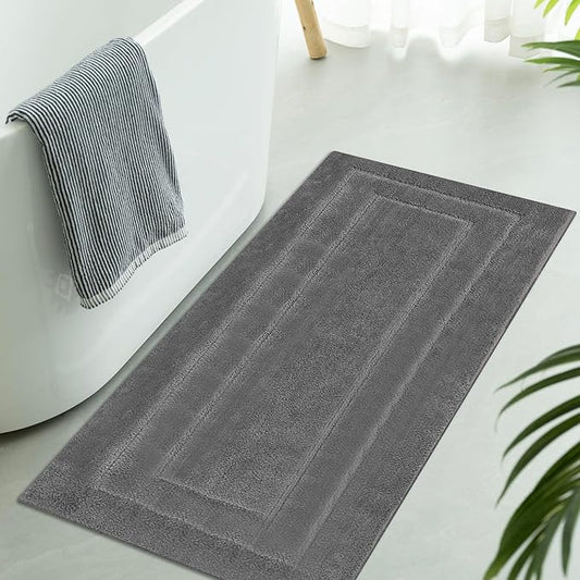 GRANNY SAYS Large Bathroom Rugs Non Slip Washable, 24" x 48", Water Absorbent Bath Mats for Bathroom, Thick Soft Shaggy Bath Rug, Microfiber Shower Room Floor Mat Decor, Deep Gray