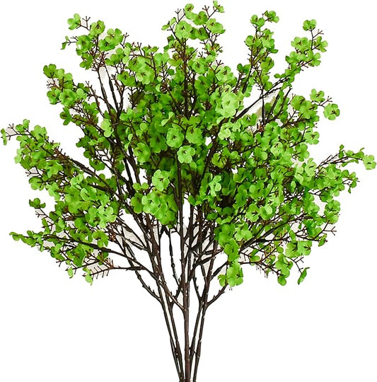 Mandy's Green Artificial Baby’s Breath Flowers 6 Bundles Silk Gypsophila with Bendable Stems for Fall Centerpiece Wedding Decor and Table Arrangements