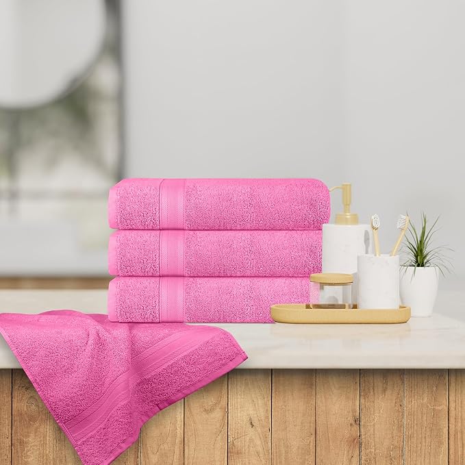 Quick-Dry, Soft & High Absorbent Hand Towels 16"x29" Cotton Turkish Hand Towel Set of 4 | Daily Use 100% Cotton Towels for Bathroom, Gym & More | Bathroom Hand Towels (4 Pcs, Pink)