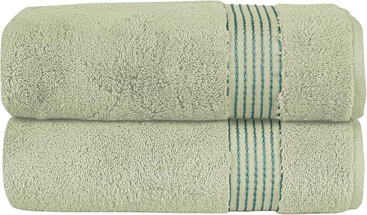 Elegant Comfort Premium Turkish Cotton 2 Pack Bath Towel Set - 27 x 54 inch, Luxurious Hotel Spa Quality 100% Turkish Cotton 2PC Bath Towel Set - Highly Absorbent - Soft Bathroom Towels, Mint Green