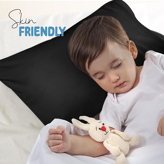 Utopia Bedding Toddler Pillow Cases - 2 Pack - Envelope Closure - Soft Brushed Microfiber Fabric - Shrinkage and Fade Resistant Pillow Covers 14 X 20 Inches (Toddler, Black)