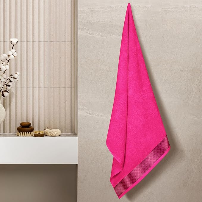 Belizzi Home Ultra Soft 4 Pack Oversized Bath Towel Set 27x54 inches, 100% Cotton Bath Towels, Highly Absorbant Compact Quickdry & Lightweight Towel, Ideal for Gym Travel Camp Pool - Hot Pink