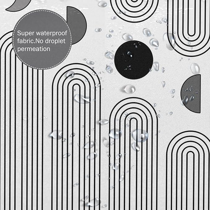 Boho Shower Curtains for Bathroom Mid Century Minimalist Abstract Aesthetic Modern Bathroom Decor Curtain Machine Washable Waterproof Fabric with 12 Hooks (White Minimalist, 72" x 72")