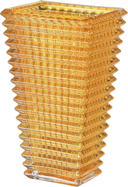 MCMCNCUIU Crystal Vase, Large Crystal Vases for Flowers, Large Flower Vase, Modern Amber Vases for Living Room, Bedroom, Kitchen, Dining Table, Mantle, Wedding, 11 Inches