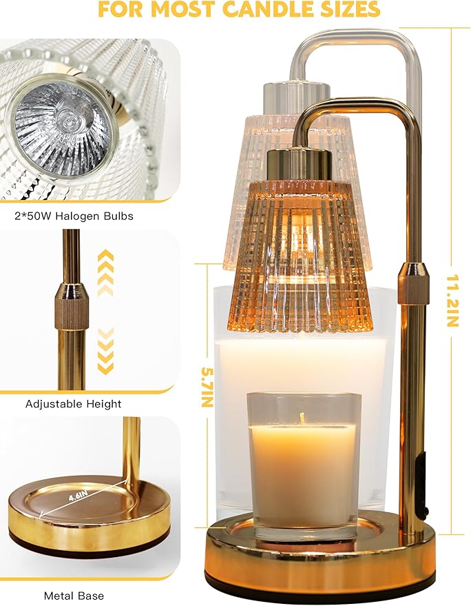 Candle Warmer Lamp with Timer Dimmable, Adjustable Height, House Warming Gifts New Home Room Decor, Birthday Gifts for Women Mom, from Daughter Wife Son