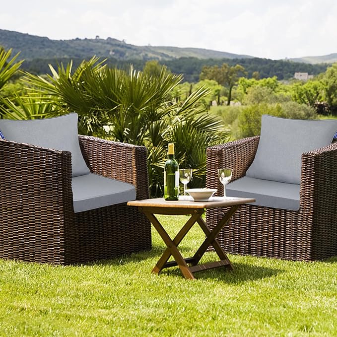Deep Seat Cushions, Outdoor Cushions, Patio Furniture Cushions, Deep Seat & Back Cushion Patio Cushions with Rmoveable Cover for Backyard Couch Sofa Fade Resistant (22x22x3 in, Light Grey)