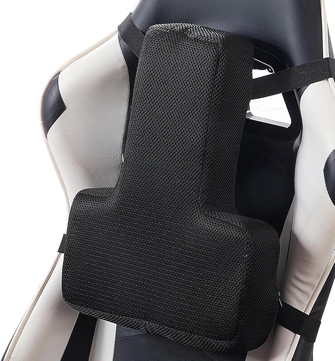 HOMBYS Lumbar Support Pillow for Office Chair-Seat Cushion for Back Support, Improved Sitting Posture and Upper/Lower Back Pain Relief for Desk Chairs, Car Seats and Airplanes (Black, 17"x13"x3")