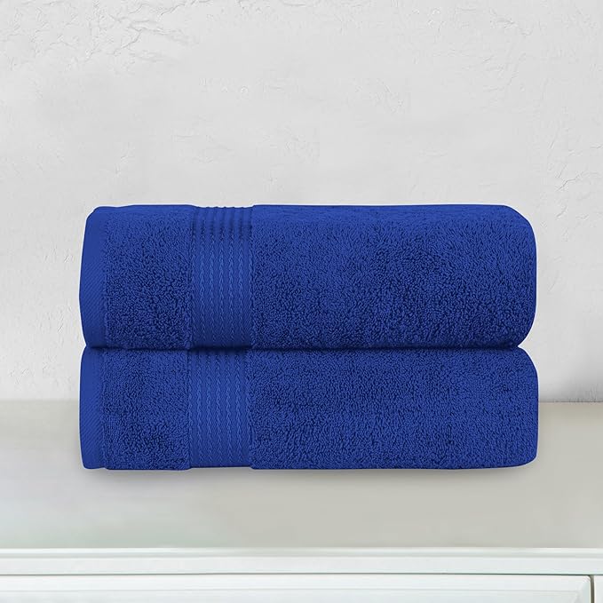 Elegant Comfort Premium Turkish Cotton 2 Pack Bath Towel Set - 27 x 54 inch, Luxurious Hotel Spa Quality 100% Turkish Cotton 2PC Bath Towel Set - Highly Absorbent - Soft Bathroom Towels, Royal Blue