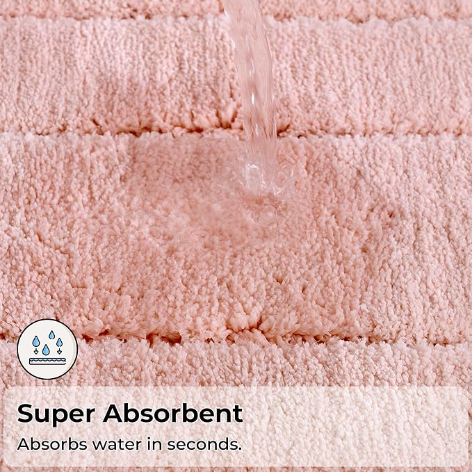 GRANNY SAYS Pink Bathroom Rugs Non Slip, 24" x 59", Large Bathroom Rugs Washable, Bath Rugs for Bath, Absorbent Bath Mats for Floor, Absorbent Shower Rug, Microfiber Bath Mat for Tub