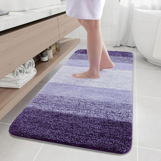 Arotive Microfiber Bathroom Rugs, Shaggy Soft and Absorbent Bath Rug, Non-Slip, Thick Plush Machine Washable Dry Bath Mats for Bathroom, Tub and Shower, 59x24, Dark Purple