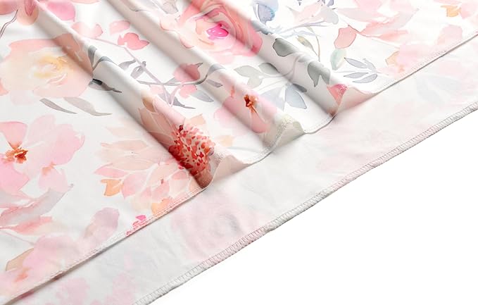 Newborn Baby Girl Receiving Blanket Swaddle Blanket Stretchy Knit Swaddle Set with Matching Headband Beanie with a Name Card (Pink Floral Ink Leaf)