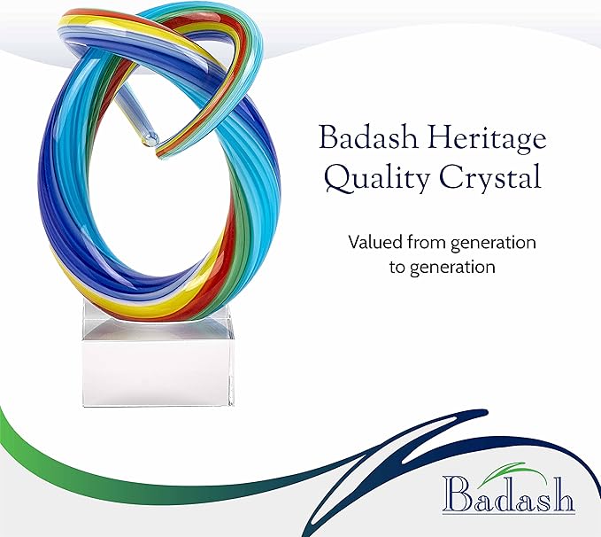 Badash Mini Rainbow Murano-Style Glass Sculpture - 6" Tall Mouth-Blown Art on Crystal Base - Contemporary Home Decor Accent Piece