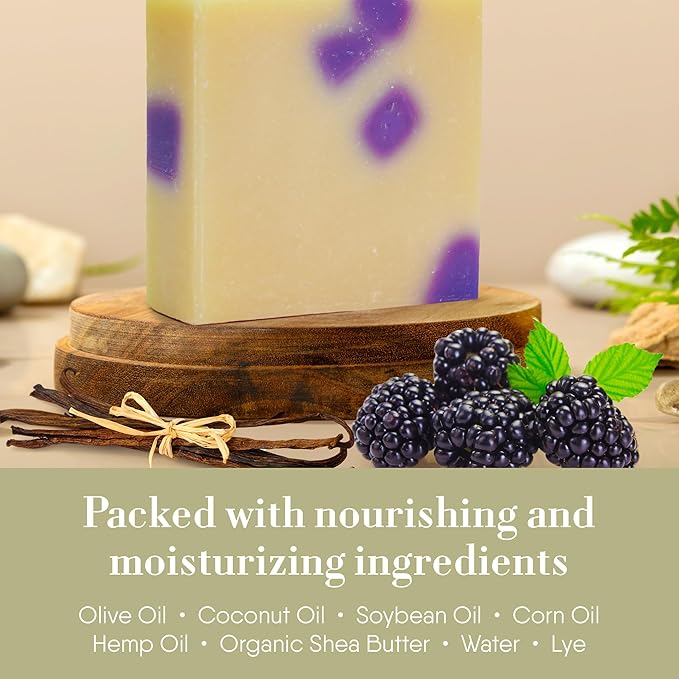 360Feel Black Raspberry Soap - Handcrafted Castile Soap Bar with Soothing Scent - Handmade with Essential Oil - Suitable Gift for Anniversaries, Weddings, and Holiday Stockings - Rich Lather