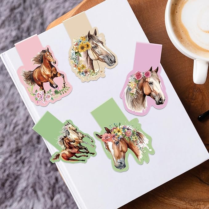 Horse Magnetic Bookmarks: 12 Pcs Horse Animals Magnet Book Page Markers, Cute Bookmark Clips for Reading, Gifts for Kids Women Students Teachers Book Lovers Office School Supplies