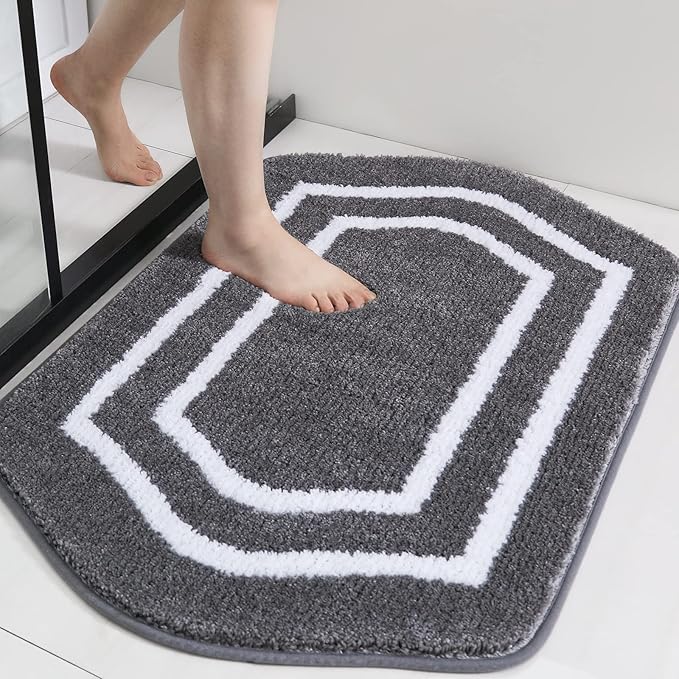 COSY HOMEER Extra Thick Bath Linen Sets Rugs - Anti-Slip Bath Mats Soft Plush 100% Strong Polyester Living Room Bathroom Water Absorbent(Grey,20x32 - Inches)