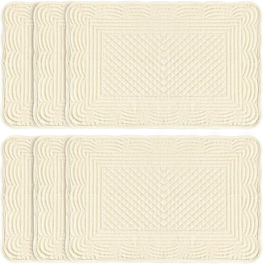Apricot 100% Cotton Placemats Set of 6, Rectangular Placemats Machine Washable-13x18 Inches for Kitchen or Dining Table Fabric Rectangular Table Mats