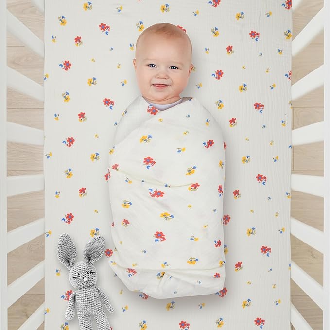 Extra Soft Muslin Fitted Crib Sheets 100% Cotton Baby Crib Sheets for Standard Crib Mattress | 28 X 52 Inches