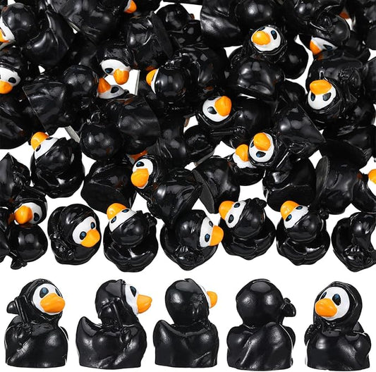 50 Pcs Mini Resin Ducks Halloween Tiny Duck Figurines Bulk Miniature Duckies for Garden Micro Landscape Halloween Party Decoration DIY Craft Accessories(Grim Reaper)