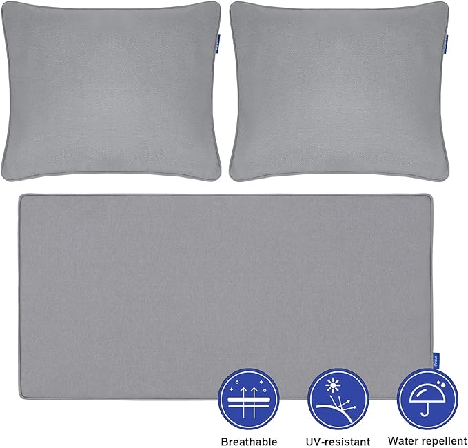 Outdoor Loveseat Cushion Set 46'' x 26'', Outdoor Deep Seat Cushions for Patio Furniture, Water Repellent Outdoor Seat Cushion and Couch Back Cushions for Bench, and Swing (Light Grey)