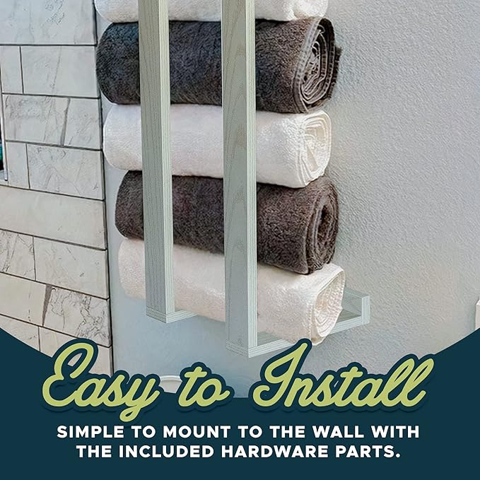 RELODECOR Blanket Wall Rack – Floating Shelf for Living Room & Bedroom, Rustic Wall-Mounted Blanket Holder, Bedding & Towel Organizer, Space-Saving, Stylish White Design