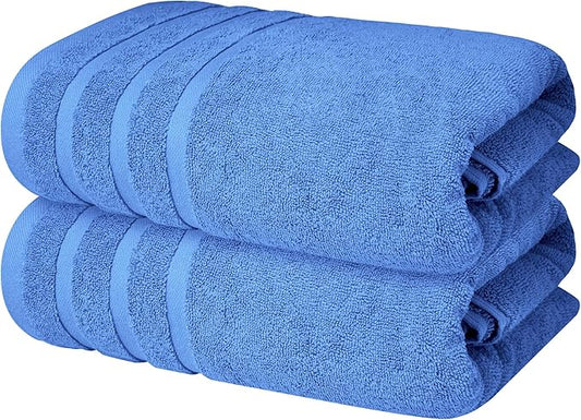 Infinitee Xclusives 100% Cotton Luxury Bath Towels Set of 2 (27x54 Inches), Soft, Absorbent, Quick Dry, Perfect Towels for Bathroom, Gym, Spa & Hotel |Eloquent Blue|