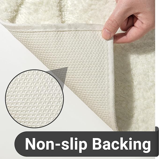 DEXDE Bathroom Rugs Runner 24 x 72 Inch,Extra Long Bathroom Rug Non-Slip,Machine Washable Bath Mats Rug,Cream White Soft Carpets for Floor, Tub and Shower, Home Decor Accessories