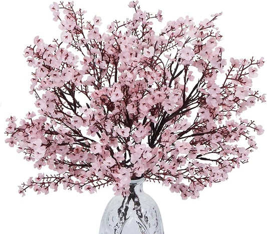AILANDA Babys Breath Artificial Flowers Faux Gypsophila Bouquet Real Touch European Fake Silk Flowers for Home Vase Wedding Bouquets Floral Arrangement Party Table Cemetery Decor (6PCS, Light Pink)