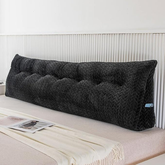 Large Bolster Triangular Headboard Wedge Backrest Positioning Support Bed Rest Reading Pillows Headboard Wedge Pillows for Day Bed Bunk Bed with Removable Cover,King (76x8x20 Inches)