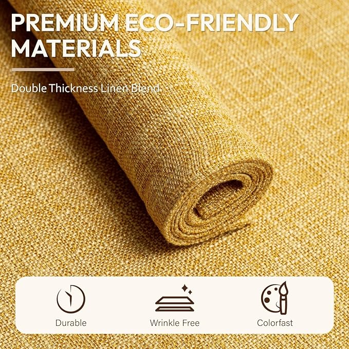 Placemats Set of 4, Dual-Layered Thickened Faux Linen Cloth Place Mats Heat Resistant Machine Washable Wrinkle Free Table Mats Indoor/Outdoor (Yellow)