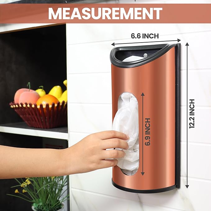 Utopia Kitchen Grocery Plastic Bag Holder and Dispenser Medium, Easy Wall Mount Bag Saver, Stainless Steel, Copper