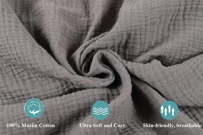 Muslin Square Playard/Playpen Fitted Sheets, Perfect for 36 X 36 Inch Portable Playard Soft 100% Cotton Grey & Navy