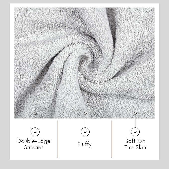 TEXTILOM Turkish Hand Towels for Bathroom – Hotel and Spa Quality & Soft & Absorbent & Quick Dry Bathroom Hand Towels – 100% Cotton Turkish Handtowel Set of 4 (16 x 28 inches) - Light Grey