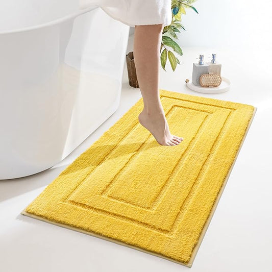 GRANNY SAYS Bathroom Rug Mat, 48" x 24" Non-Slip, Super Soft and Water Absorbent, Microfiber Bath Rug, Machine Washable, Large Bathroom Rug for Floor, Yellow