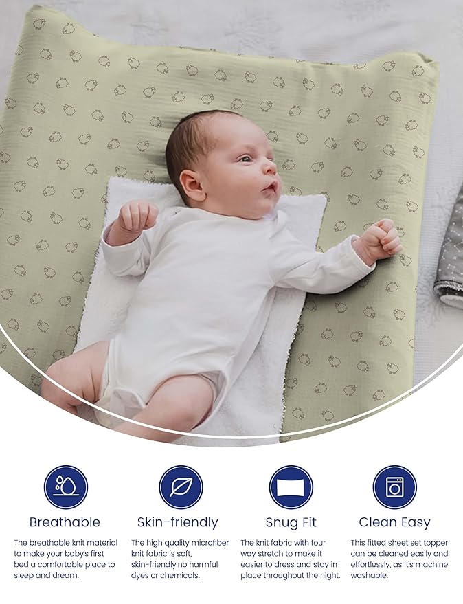 TotAha Changing Pad Cover, Buttery Soft Diaper Changing Pad Covers for Girls Boys, Super Stretchy Jersey Knit Changing Table Covers, 5'' Deep Pocket, 2 Pack