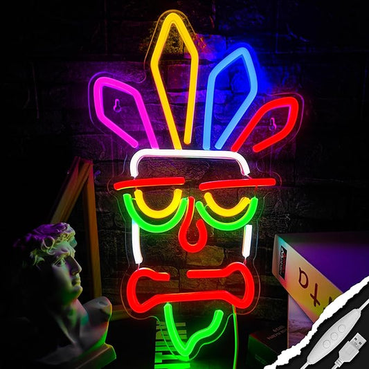 Tiki Bar Neon Sign Dimmable Led Neon Signs for Tiki Bar Wall Decor USB Powered Led Light for Beer Pub Club Restaurant,Party,Man Cave, Game Room Wall Decor