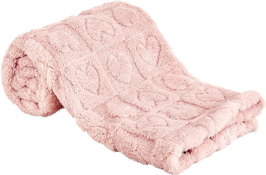 Fleece Baby Blanket Heart Checkered Blanket, Ultra Soft Cozy Baby Blankets for Girls Boys, Fluffy Infant Toddler Newborn Receiving Blankets for Crib Stroller 30”×40” (Light Pink)