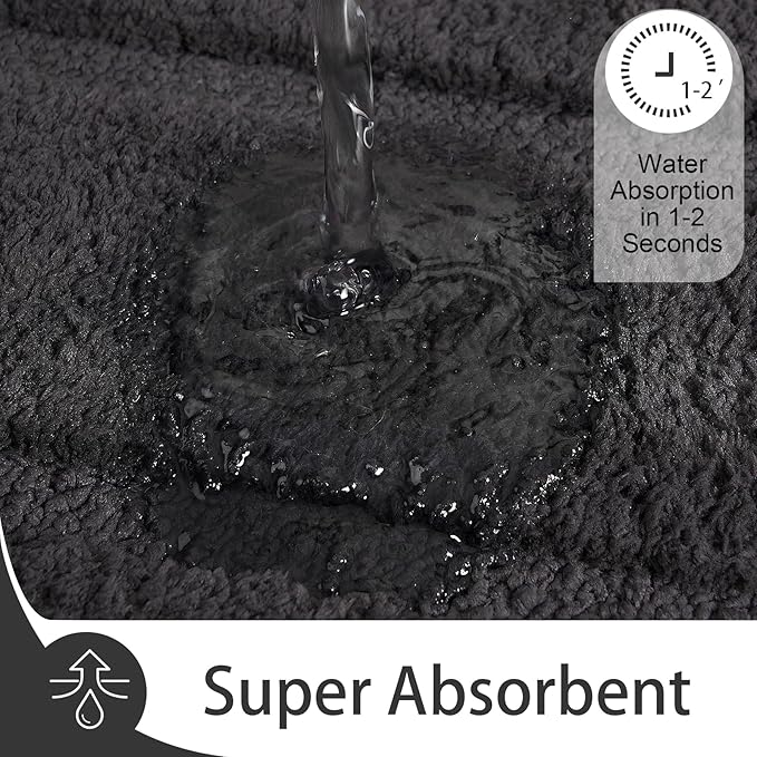 HOMORE Bathroom Rugs 24x60 Inch Long Bathroom Runner Rug,Non Slip Absorbent Bath Runner Rug,Washable Plush Bath Rugs for Shower Floor,Dark Grey