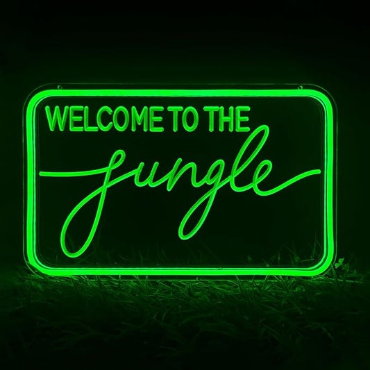 Welcome to The Jungle Neon Sign for Wall Decor, LED Neon Lights Party Decorations, USB Powered Switch Adjustable Brightness LED Neon Lights, for Office Room, Gym Room, Man Cave Decor