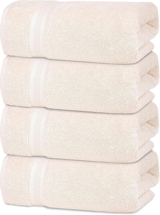 Quick-Dry, Soft & High Absorbent Hand Towels 16"x29" Cotton Turkish Hand Towel Set of 4 | Daily Use 100% Cotton Towels for Bathroom Gym & More | Bathroom Hand Towels (4 Pcs, Ivory Lace)