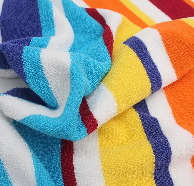 Hooded Bath Towel Wrap - 100% Cotton Terry Large Oversized Hooded Kids Towel - Toddler Shower Pool Beach Towel - Soft Plush Absorbent Quick Dry Easycare Gift - 30x60- Cabana Stripe Multi