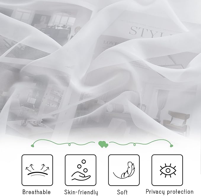 KGORGE Canopy Bed Sheer Curtains for Queen/King/Twin/Full Size, 8 Panels for Girls Boys Adults Bed, Home Bedroom Decor (White, 45 inch width X 96 inch length)