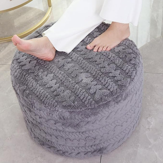 Asuprui Round Footstool Ottoman, 20x14 Inches Multi-Functional Modern Foot Stool,Floor Poufs, Sofa Footrest Extra Seating for Living Room, Entryway, Hallways and Bedrooms (Gray)